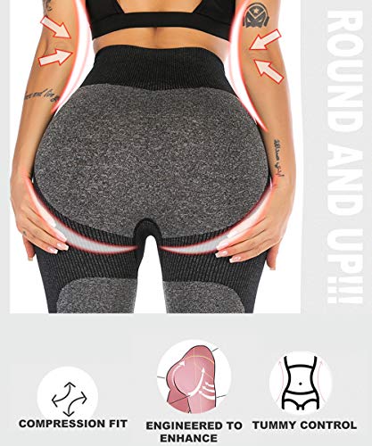 ShinyStar Leggings de Yoga de Cintura Alta sin Costura para Mujer Estiramiento Gimnasio Entrenamiento Leggings para Correr Nergo S.