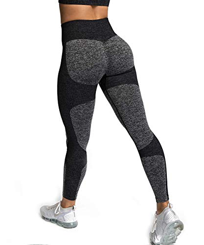 ShinyStar Leggings de Yoga de Cintura Alta sin Costura para Mujer Estiramiento Gimnasio Entrenamiento Leggings para Correr Nergo S.