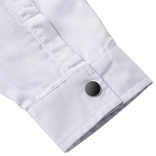 SHOBDW 2019 Liquidación Venta Bata Médica para Mujer Unisex Bata de Laboratorio Enfermera Sanitaria de Trabajo Blanca Manga Larga Mujer Botón Bolsillos Abrigos Mujer Blanco Talla Grande(Blanco,L)