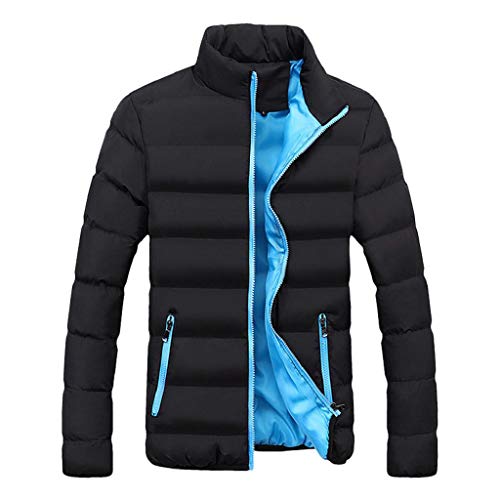 SHOBDW Hombres Abrigo Talla Extra Manga Larga Top Invierno Cálido Deporte Slim Fit Grueso Burbuja Casual Cazadora Cazadora de Solapa Parka Prendas de Abrigo Escudo de Gran tamaño(Azul,XXL)