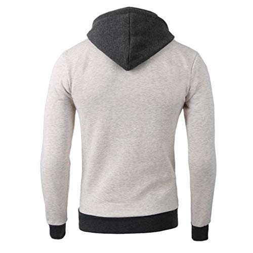 SHOBDW Hombres Sudadera con Capucha Otoño Invierno Cálido Casual Cremallera Ocasional de la Solapa Talla Extra Grande Tamaño de Manga Larga Top Abrigo Cálido Blusa Chaqueta Cazadora(Beige,XL)