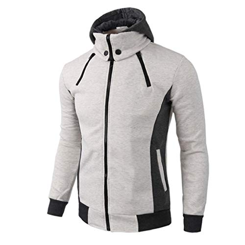 SHOBDW Hombres Sudadera con Capucha Otoño Invierno Cálido Casual Cremallera Ocasional de la Solapa Talla Extra Grande Tamaño de Manga Larga Top Abrigo Cálido Blusa Chaqueta Cazadora(Beige,XL)