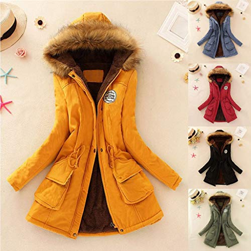 SHOBDW Invierno Mujeres Moda Informal más Gruesa Slim sólido Abajo Chaqueta Abrigo (Armada, S)