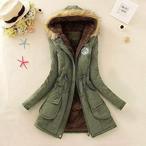 SHOBDW Invierno Mujeres Moda Informal más Gruesa Slim sólido Abajo Chaqueta Abrigo (Ejercito Verde, S)