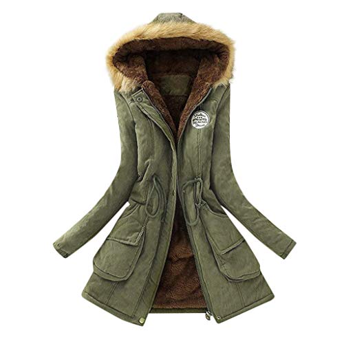 SHOBDW Invierno Mujeres Moda Informal más Gruesa Slim sólido Abajo Chaqueta Abrigo (Ejercito Verde, S)