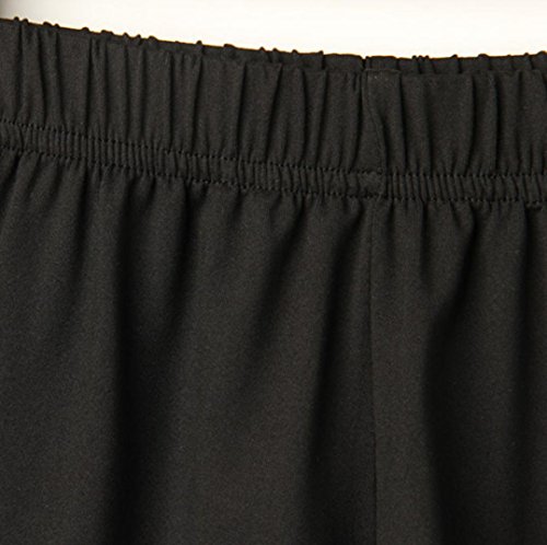 SHOBDW Las Mujeres de Moda señora de la Cintura elástica Verano sólido hasta la Rodilla cómodos Pantalones Cortos Deportivos Pantalones Casuales de Playa (S, Negro)