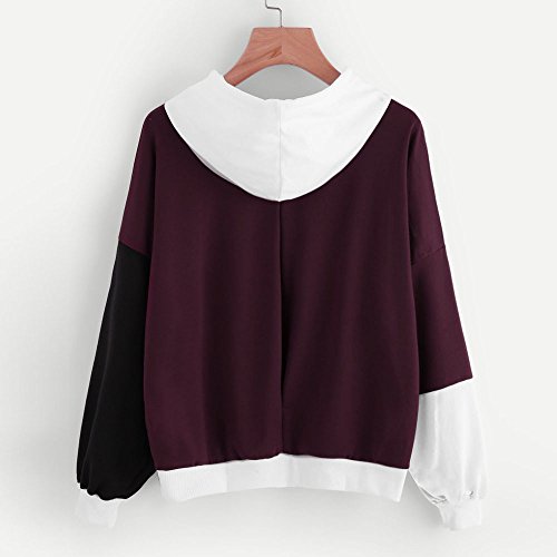 SHOBDW Liquidación Venta Letras de Las Mujeres Imprimir Patchwork Sudadera con Capucha Sudaderas con Capucha Blusa Otoño Ganador de Manga Larga con Capucha（Púrpura,M