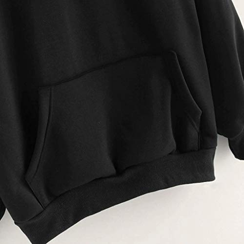 SHOBDW Liquidación Venta Moda para Mujer Sudadera con Capucha Pullover Blusa con Bolsillo Sólido Flojo 2019 Otoño Invierno Manga Larga para Mujer Tops (S, Negro)