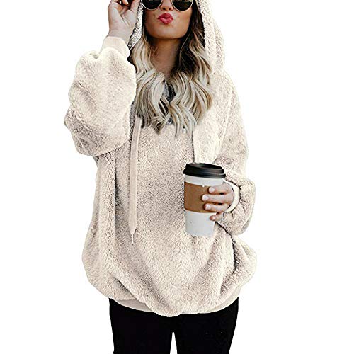 SHOBDW Liquidación Venta Mujer Sudadera con Capucha Suelta Tallas Grandes Jersey de Mujer Jersey otoño Invierno Manga Larga Remata Abrigo cálido (5XL, Blanco)