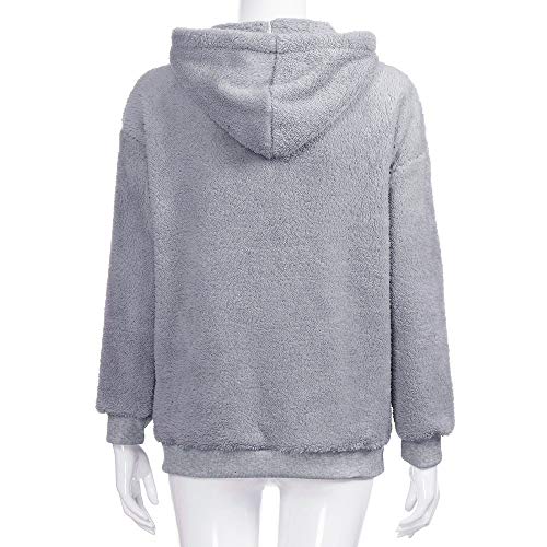SHOBDW Liquidación Venta Mujer Sudadera con Capucha Suelta Tallas Grandes Jersey de Mujer Jersey otoño Invierno Manga Larga Remata Abrigo cálido(Gris,4XL)