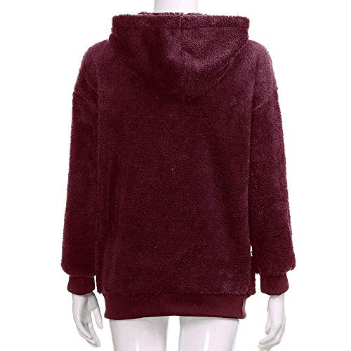 SHOBDW Liquidación Venta Mujer Sudadera con Capucha Suelta Tallas Grandes Jersey de Mujer Jersey otoño Invierno Manga Larga Remata Abrigo cálido(Vino Rojo,S)
