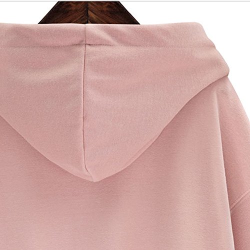 SHOBDW LiquidacióN Ventas Moda Sudadera con Capucha De Las Mujeres SóLida Sudadera Jumper Letter Pullover OtoñO Invierno Blusas De Manga Larga Blusa(Rosa,M)