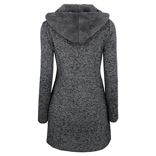 SHOBDW Moda Mujeres Invierno Caliente más Botones Gruesos Abrigo Abrigo Parka Sudadera con Capucha (Gris, S)
