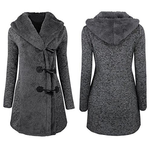 SHOBDW Moda Mujeres Invierno Caliente más Botones Gruesos Abrigo Abrigo Parka Sudadera con Capucha (Gris, S)