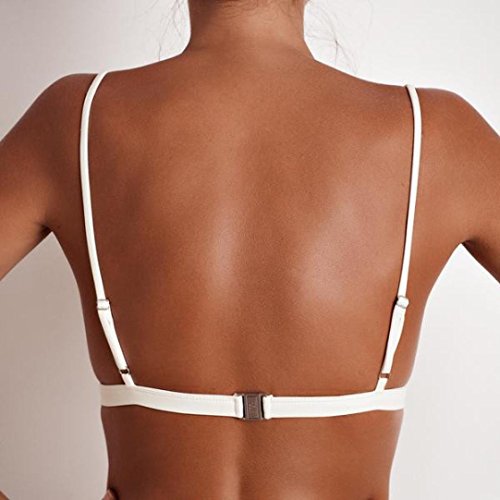 SHOBDW Moda Verano Mujeres Push-Up Acolchado Bikini Top Sexy Slim Bandeau Swimwear Traje de baño Ropa de Playa (XL, Blanco)