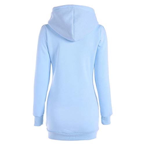 SHOBDW Mujer Liquidación Venta Sudadera con Capucha para de Color sólido Casual Fit Recta Invierno Manga Larga Tops Abrigos Chaqueta Sexy Vestidos Delgados (XL, S-Azul Claro)