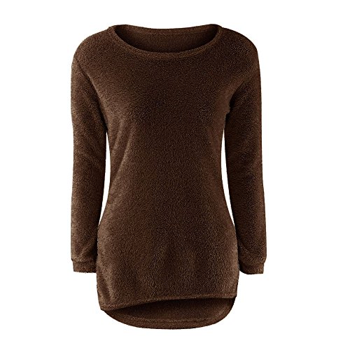 SHOBDW Mujer Suéter para Mujer Cuello Redondo Cárdigan Ocasional Sólido Suelto Otoño Invierno Tops de Manga Larga Cálido Prendas de Punto Jersey Jerséis Blusa Abrigo Vestido(Café,S)