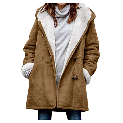 SHOBDW Mujer Venta Liquidación Sólidos Manga Larga Suéteres de Felpa Suave Jerséis Calientes Abrigo de Lana Artificial Chaqueta de Solapa Invierno Espesar Prendas de Vestir Exteriores (Blanco,XL)