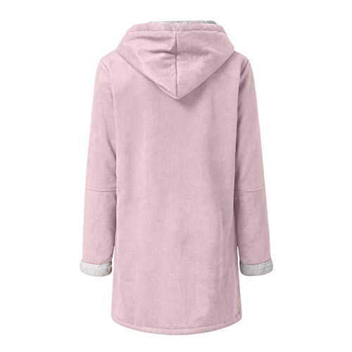 SHOBDW Mujer Venta Liquidación Sólidos Manga Larga Suéteres de Felpa Suave Jerséis Calientes Abrigo de Lana Artificial Chaqueta de Solapa Invierno Espesar Prendas de Vestir Exteriores (Rosa,M)
