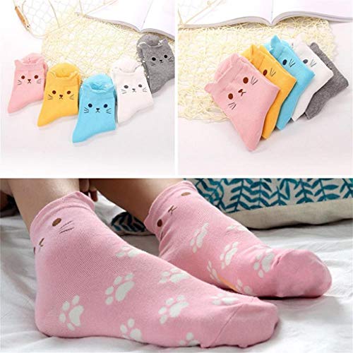 SHOBDW Mujeres Calcetines divertidos Moda Animales lindos Dibujos animados Gato Huellas Patrón Calcetines casuales Suave algodón Tubo Calcetín Fun Funky Novedad Regalo para damas A