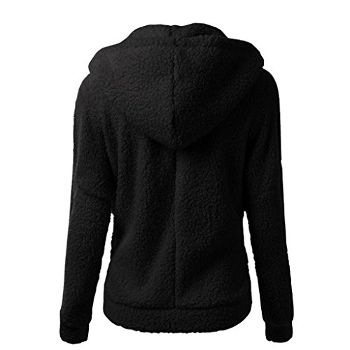 SHOBDW Mujeres de Invierno de Lana cálida Cremallera Abrigo con Capucha suéter Abrigo de algodón Outwear (Negro A, S)