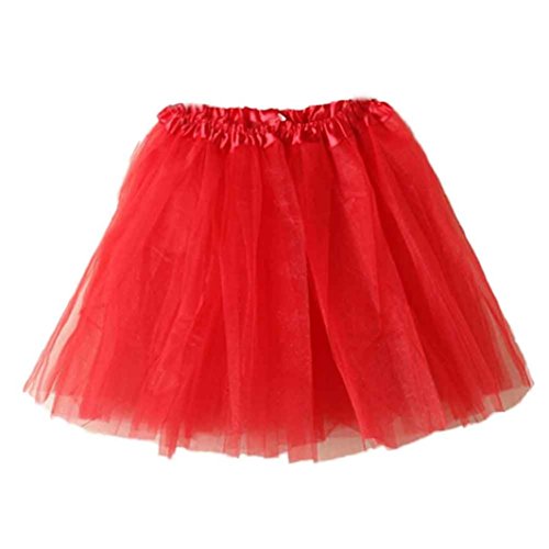 SHOBDW Mujeres Plisadas Falda de Gasa de Adultos Falda de Baile tutú Retro Rockabilly Enaguas Miriñaques Faldas (Rojo a, One Size)