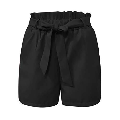 SHOBDW Pantalones de Verano de Moda Pantalones Cortos Deportivos de Las Mujeres Cortos de la Yoga de la Cintura del Entrenamiento de la Cintura Flaca (S, Negro)