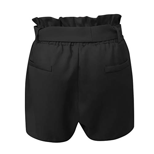 SHOBDW Pantalones de Verano de Moda Pantalones Cortos Deportivos de Las Mujeres Cortos de la Yoga de la Cintura del Entrenamiento de la Cintura Flaca (S, Negro)