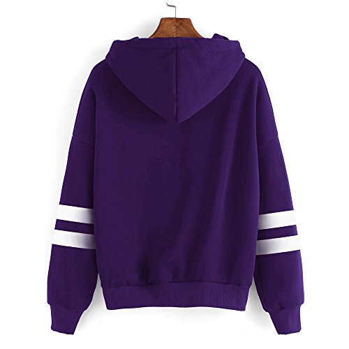 SHOBDW Sudadera Moda Mujer Suave Elegante Sexy Print Lindo o-Cuello Puro Otoño Invierno Sudadera con Capucha de Manga Larga(Púrpura,M)
