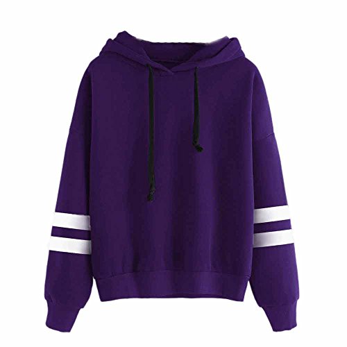 SHOBDW Sudadera Moda Mujer Suave Elegante Sexy Print Lindo o-Cuello Puro Otoño Invierno Sudadera con Capucha de Manga Larga(Púrpura,M)