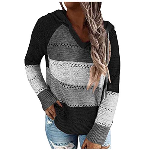 SHOBDW Sudadera para Mujeres Cuello Alto Jersey Cárdigan Sexy Elegante Camiseta Larga Jersey Pullove Casual Jersey Vestido de Manga Larga de otoño Invierno de Moda(Negro,L)