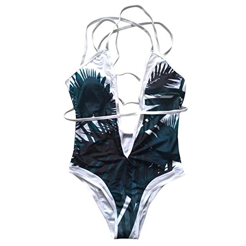 SHOBDW Una Pieza de la Mujer Traje de baño Playa bañador Monokini Empujar hasta Bikini Acolchado (Blanco, M)