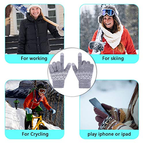 SHOLOV Guantes de invierño para Hombre, Mujer, Guatnes Tacticos Calientes de Pantalla Táctil, Guantes Termicos Para el Clima frío al Aire Libre, Guantes de Conducir Antiviento Regalo Ideal(Flor-Gris)