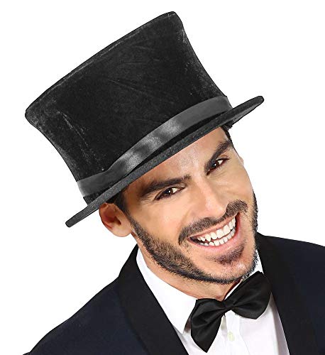 shoperama Sombrero cilíndrico plegable de terciopelo, color negro, para hombre y mujer, talla 57-60