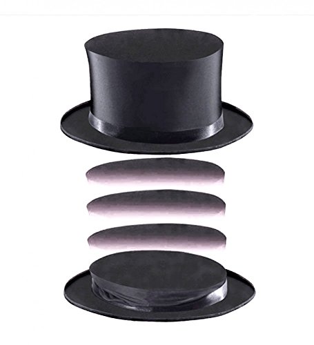 shoperama Sombrero cilíndrico plegable de terciopelo, color negro, para hombre y mujer, talla 57-60