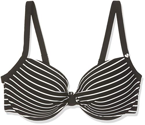 Short Stories Top Push Up W/w Parte de Arriba de Bikini, Multicolor (Black Stripe 10048), 85A (Talla del Fabricante: 36) para Mujer