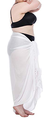 SHU-SHI - Pareo de Playa para Mujer - Diseños Lisos con Pasador de Coco - Tallas Grandes - Blanco