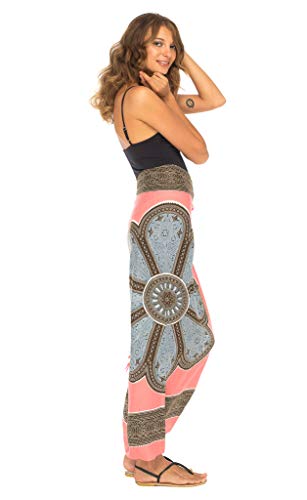 SHU-SHI - Pareo de Playa para Mujer - Estampado Floral - con Pasador de Coco - Coral/Gris