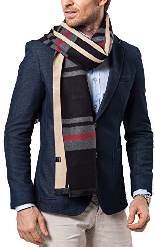 Shubb Bufandas de moda para hombre de invierno suave de cachemira bufanda de tacto para hombres, 178 x 38 cm