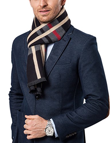 Shubb Bufandas de moda para hombre de invierno suave de cachemira bufanda de tacto para hombres, 178 x 38 cm