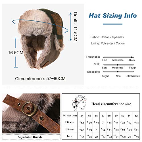 SIGGI - Gorro de pelo para hombre, algodón, cálido, Ushanka, estilo ruso, sombrero de caza