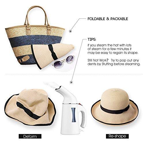 SIGGI Mujeres Sombrero De Paja ala Ancha Sol Upf50 UV Gorra Playa Plegable Moda para Chica Beige