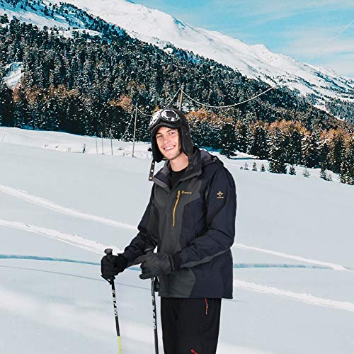 SIGGI sombrero de piel sintética de aviador, gorra de piloto para hombres, gorro de caza de invierno