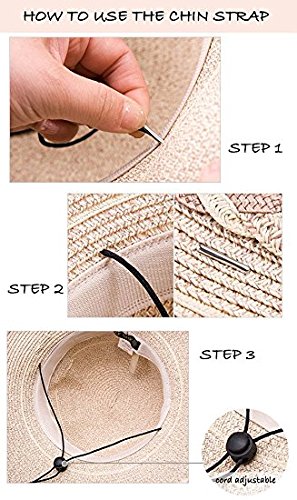 Siggi UPF50 - Sombreros plegables para mujer, diseño de paja - Blanco - Talla única