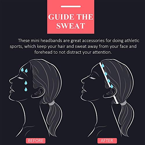 Silicona Elástico Banda de Pelo de Ejercicio, 6 Piezas Diademas Deportivas Elásticas Antideslizantes, para Fútbol, Baloncesto, Tenis, Yoga y Golf