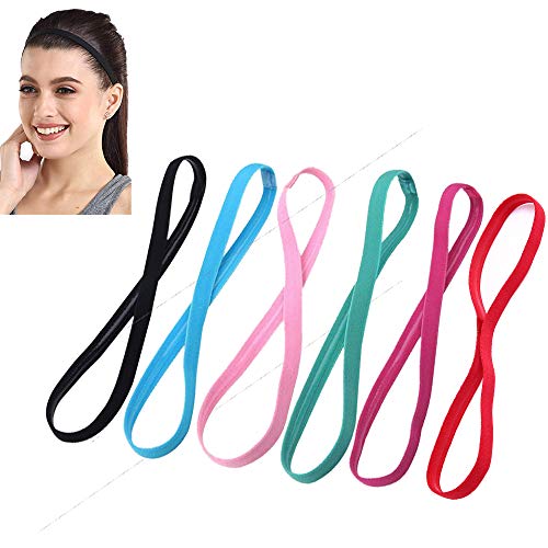 Silicona Elástico Banda de Pelo de Ejercicio, 6 Piezas Diademas Deportivas Elásticas Antideslizantes, para Fútbol, Baloncesto, Tenis, Yoga y Golf