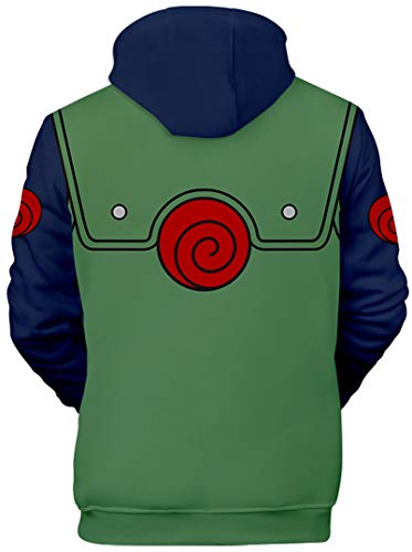 Silver Basic Sudadera con Capucha Casual para Hombre Sudadera para Adolescentes con Jersey de Ropa Deportiva Impresa en 3D de Naruto L,Kakashi-1