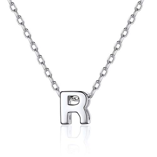 Silvora Colgante Inicial R Plata Collar con Dijes de Letra Plata de Ley