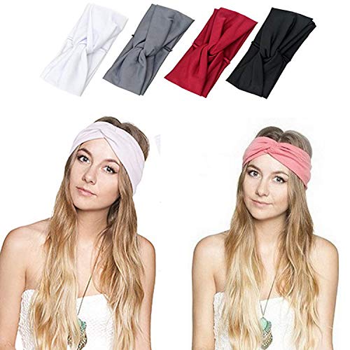 SIMIN 8 pcs Cinta de Pelo Mujer, Venda de Pelo Elástica Turbantes Diademas de Nudo Cinta para Pelo de Algodón Deporte Nudo Banda para Cabello Yoga