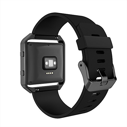 Simpeak Correa Compatible con Fitbit Blaze(5.5-6.7 Pulgadas), Correa de Recambio Silicona Suave Pulseras de Repuesto Banda Compatible con Fitbit Blaze Correa el Marco del Metal del, Negro